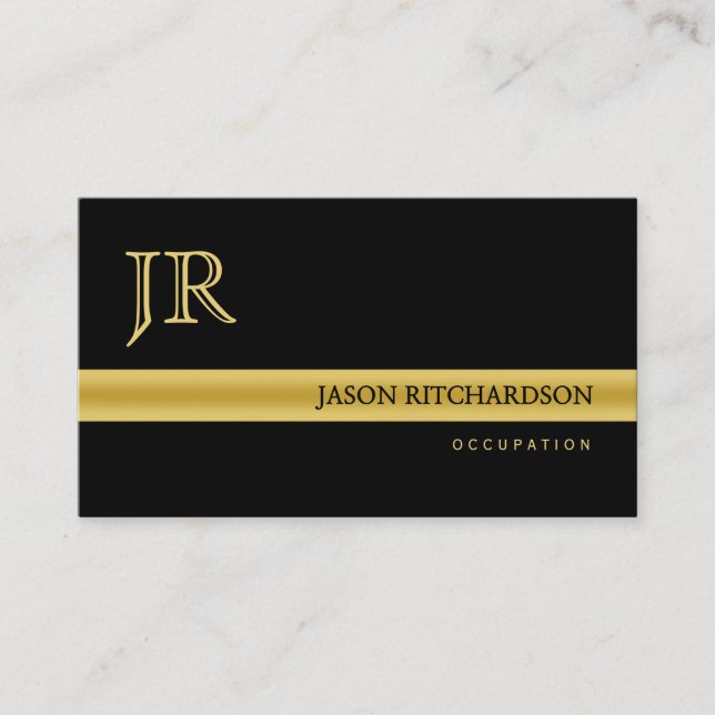Professional elegant business card Black and Gold (Front)