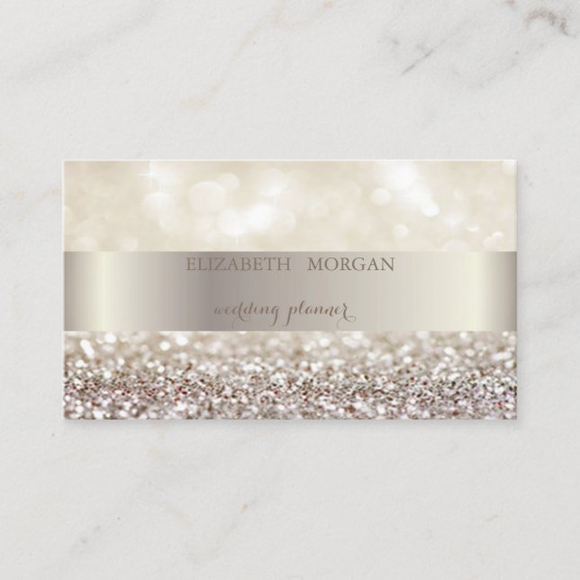 Professional Elegant Chic Bokeh,Stripes Business Card (Front)