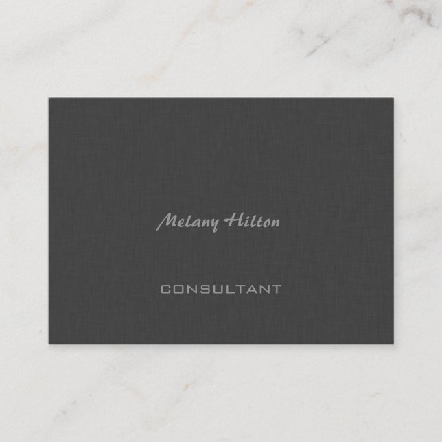 Professional Elegant chic contemporary grey linen Business Card (Front)