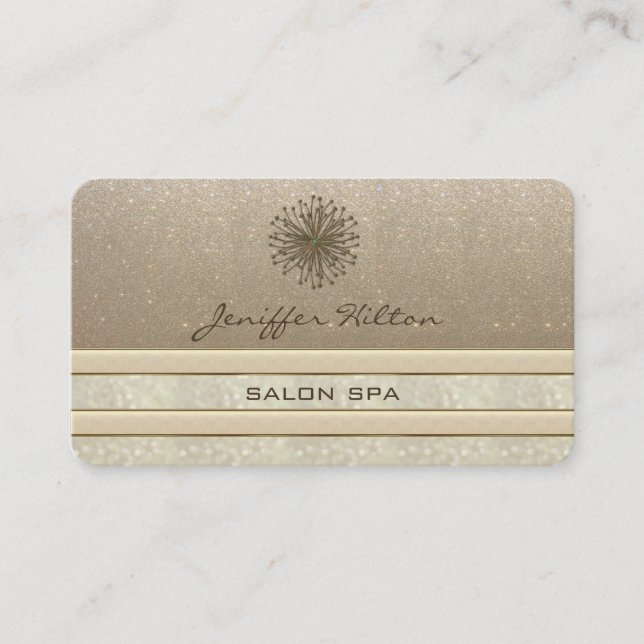 Professional elegant chic glittery dandelion business card (Front)