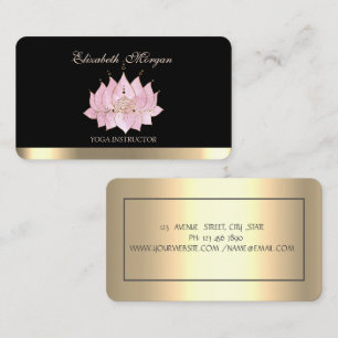 Professional Elegant Chic Lotus,Black Business Card
