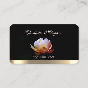 Professional Elegant Chic Lotus,Yoga Black Business Card