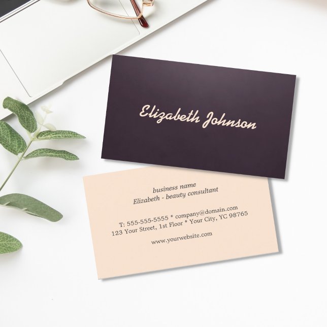 Professional Elegant Chic TextureBeauty Consultant Business Card (Creator Uploaded)