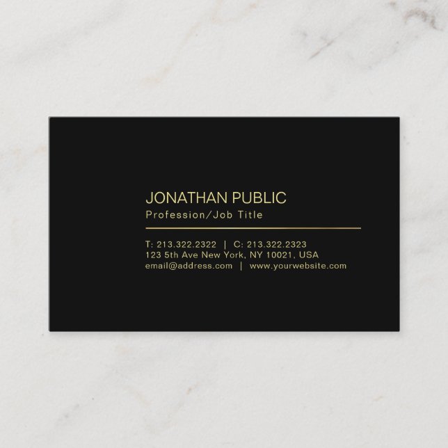 Professional Elegant Creative Black Simple Plain Business Card (Front)