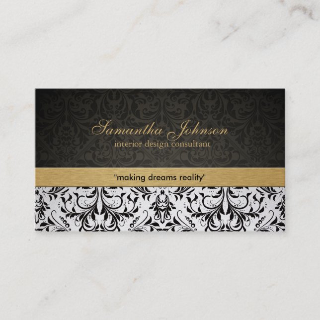 Professional Elegant Damask Business Cards (Front)