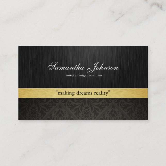 Professional Elegant Damask (metallic gold) Business Card (Front)