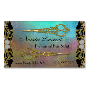 Professional Elegant Double Scissors Waters Edge Magnetic Business Card