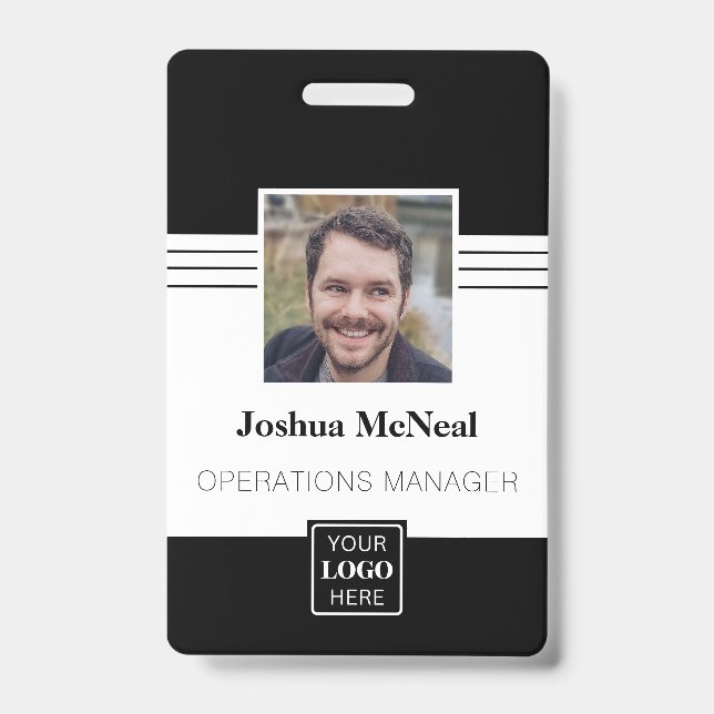 Professional Elegant Employee Photo Name ID Badge (Front)
