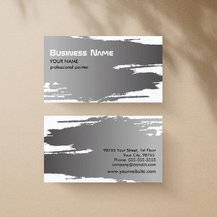 Professional Elegant Faux Silver Painter Business Card