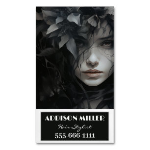 professional,Elegant, Floral Hairstylist QR code Magnetic Business Card