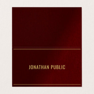 Professional Elegant Folded Bordeaux And Gold Business Card