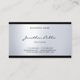 Professional Elegant Glam Hand Script Silver Look Business Card