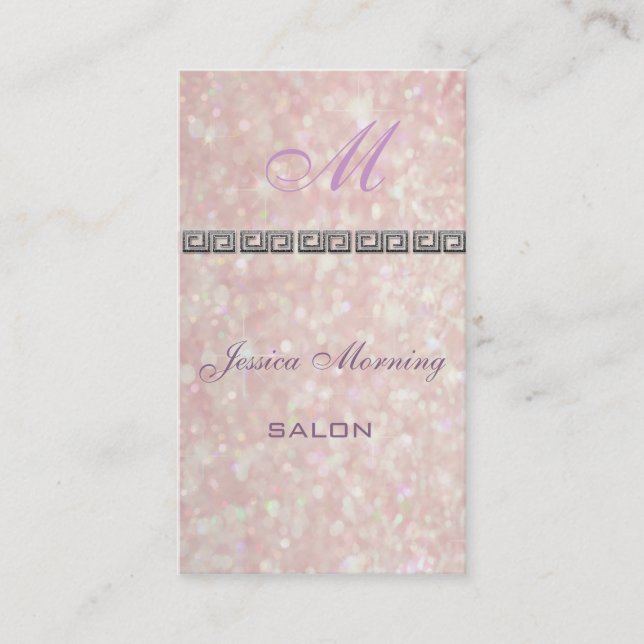 Professional elegant glittery bokeh monogram business card (Front)
