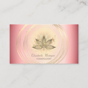 Professional Elegant Gold Circles Lotus   Business Card