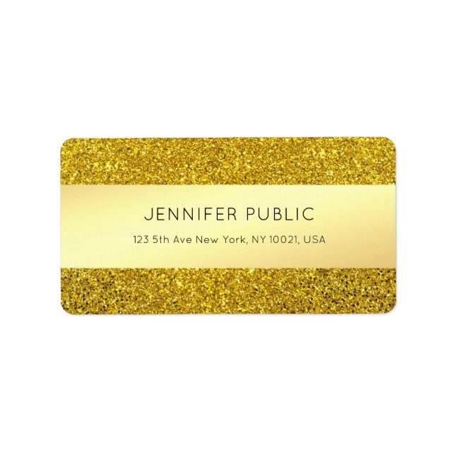 Professional Elegant Gold Glitter Template Modern Label (Front)