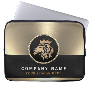 Professional Elegant Gold Lion Logo Laptop Sleeve