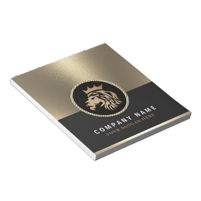  Professional Elegant Gold Lion Logo  Notepad (Angled)
