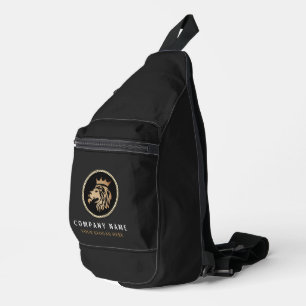 Professional Elegant Gold Lion Logo Sling Bag