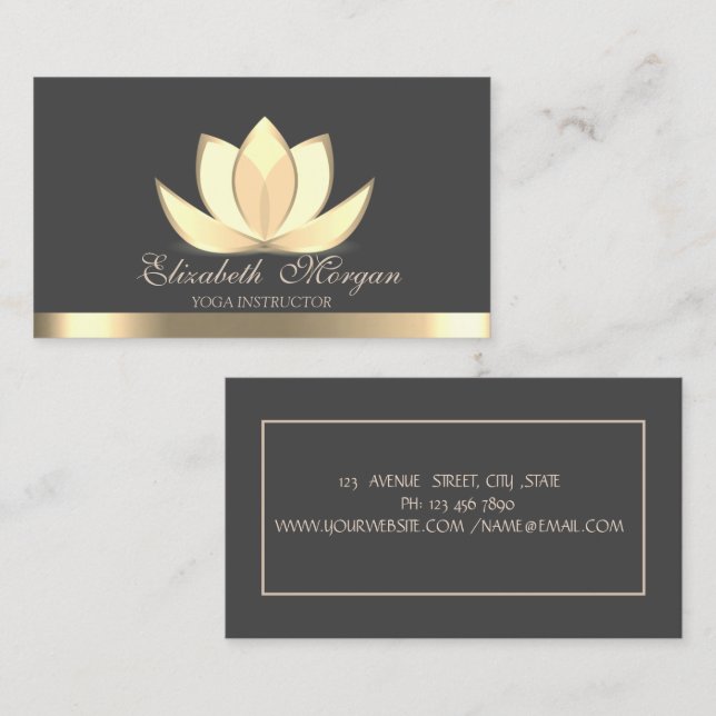 Professional Elegant Gold Lotus, Yoga  Business Card (Front/Back)