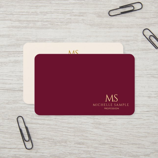 Professional Elegant Gold Text Monogram Luxe Silk Business Card (Front/Back In Situ)