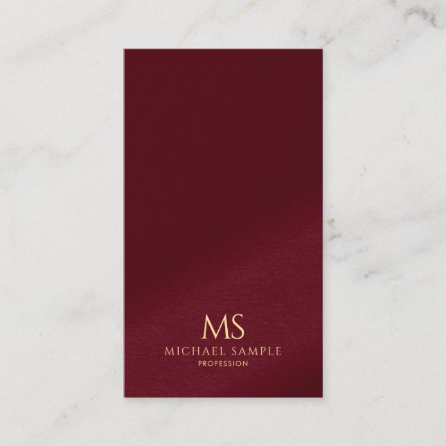  Professional Elegant Gold Text Monogram Vertical Business Card (Front)