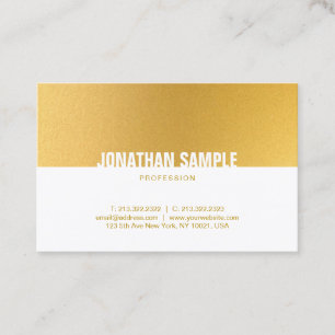 Professional Elegant Gold White Minimalist Plain Business Card