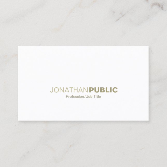 Professional Elegant Gold White Sleek Plain Modern Business Card (Front)