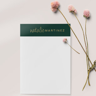 Professional Elegant Green Gold Personalised Large Post-it Notes