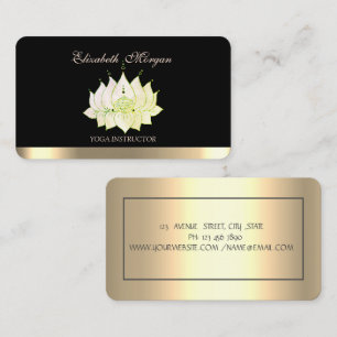 Professional Elegant Green Lotus,Black Business Card