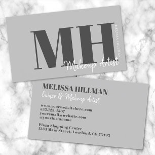 Professional Elegant Grey Monogram Business Card