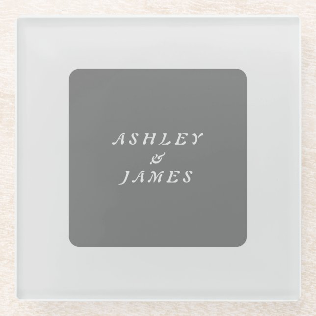 Professional elegant grey plain minimalist modern glass coaster (Front)