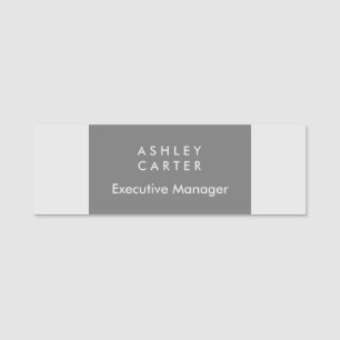 Professional elegant grey plain minimalist modern name tag