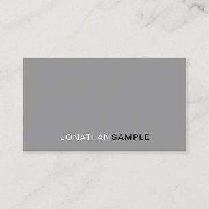 Professional Elegant Grey White Minimalist Plain Business Card