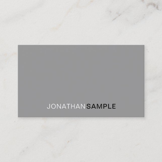 Professional Elegant Grey White Minimalist Plain Business Card (Front)