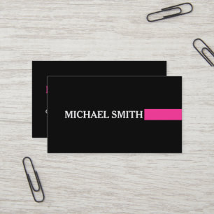 Professional Elegant Hot Pink Modern Plain Black Business Card