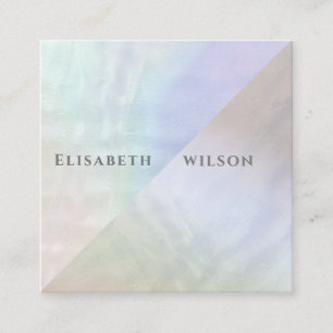 Professional elegant  iridescent pearl holographic square business card