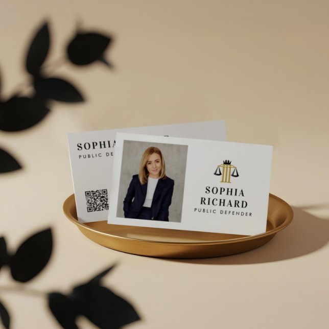 Professional Elegant Justice Scale Law Firm Photo Business Card (Professional Elegant Justice Scale Law Firm Photo Business Card)