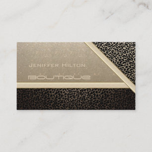 Professional elegant leopard print glittery business card