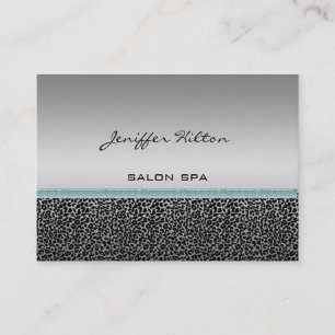 Professional elegant leopard print silvery business card