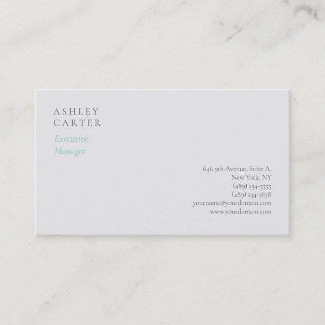 Professional elegant light grey minimalist modern business card (Front)