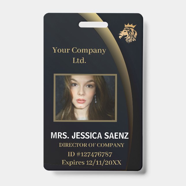  Professional Elegant Lion Logo  ID Badge (Front)
