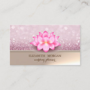 Professional Elegant Lotus Glittery Bokeh Business Card