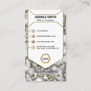 Professional Elegant Marble Gold Glitters Modern Business Card