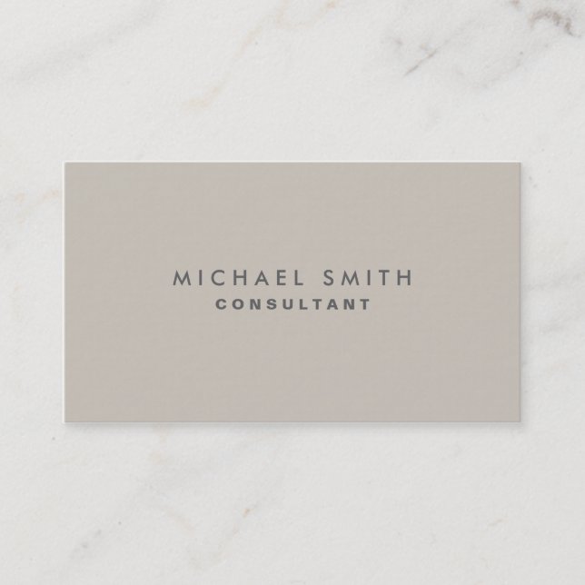Professional Elegant Modern Beige Plain Simple Business Card (Front)
