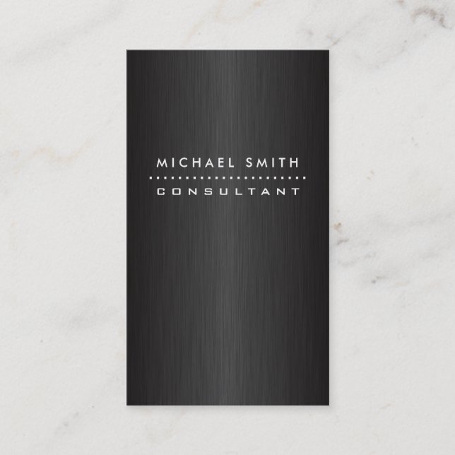 Professional Elegant Modern Black  Brushed Metal Business Card (Front)