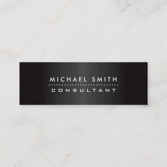 Professional Elegant Modern Black  Brushed Metal Mini Business Card (Front)