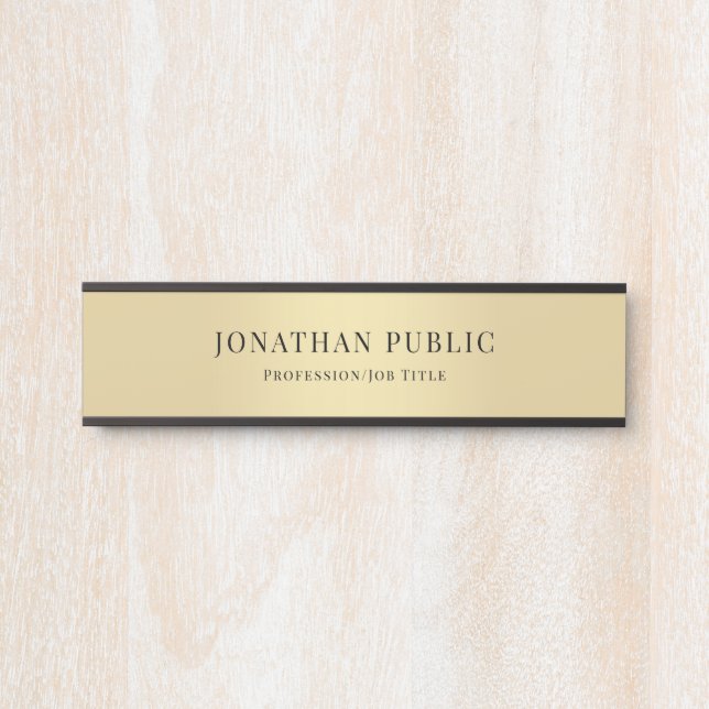 Professional Elegant Modern Black Gold Template Door Sign (Front)