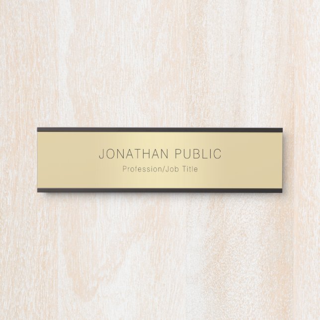 Professional Elegant Modern Black Gold Template Door Sign (Front)