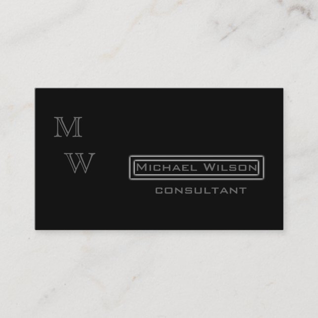 Professional elegant modern black monogram business card (Front)