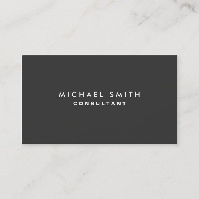 Professional Elegant Modern Black Plain Simple Business Card (Front)